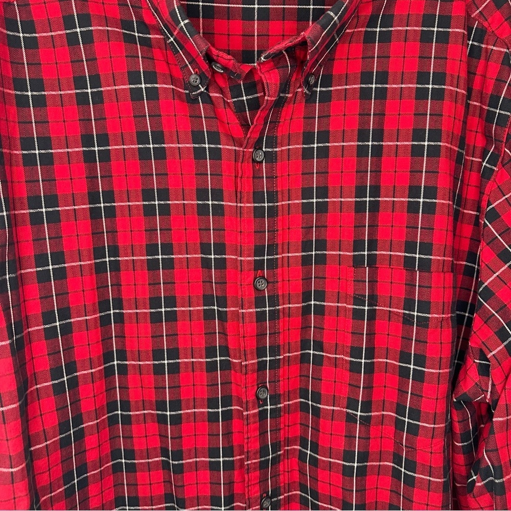 Chaps Red/Black Tartan Plaid Casual Button Down Shirt Size XL - Picture 2 of 7